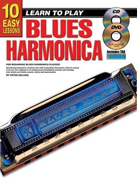 10 Easy Lessons Learn To Play Blues Harmonica Book/CD/DVD Book