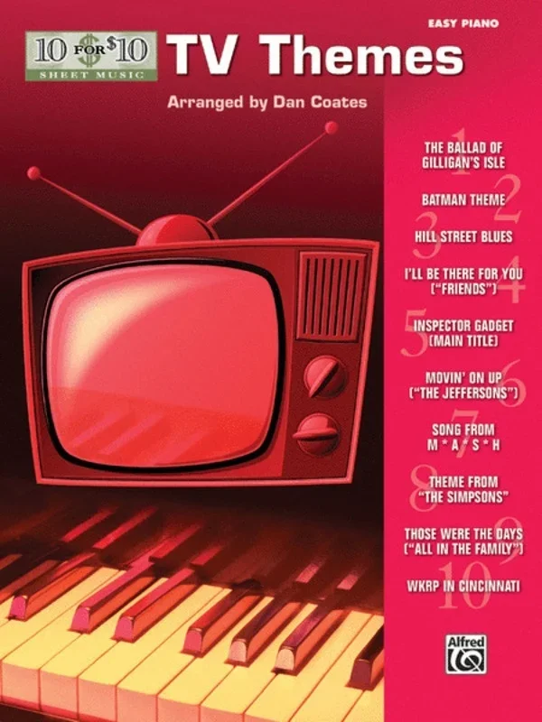 10 For 10 TV Themes Easy Piano Arr Coates Book