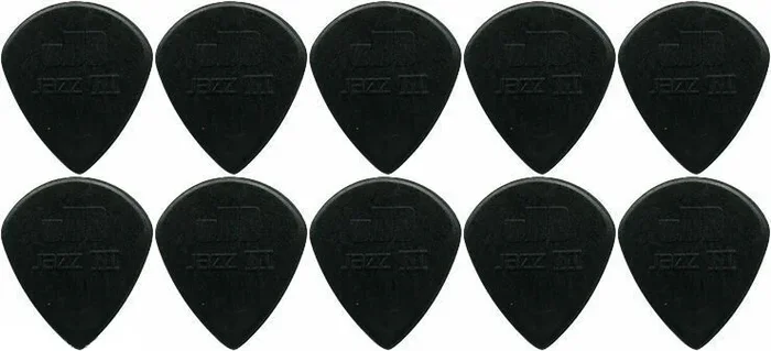10 x Dunlop Jazz III Black Guitar Picks / Plectrums
