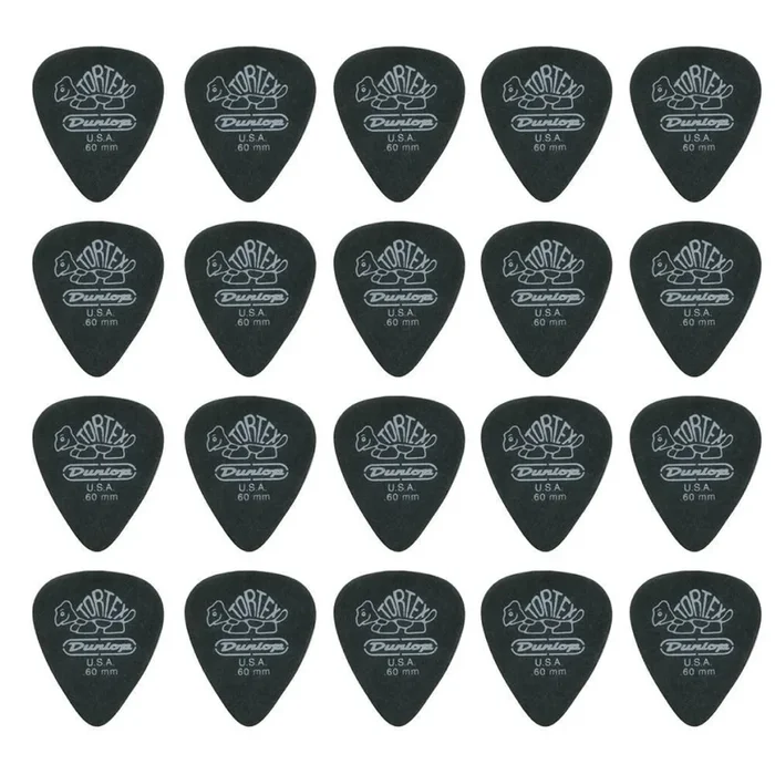20 x Jim Dunlop Tortex Pitch Black .60MM Guitar Picks 488R Free Shipping