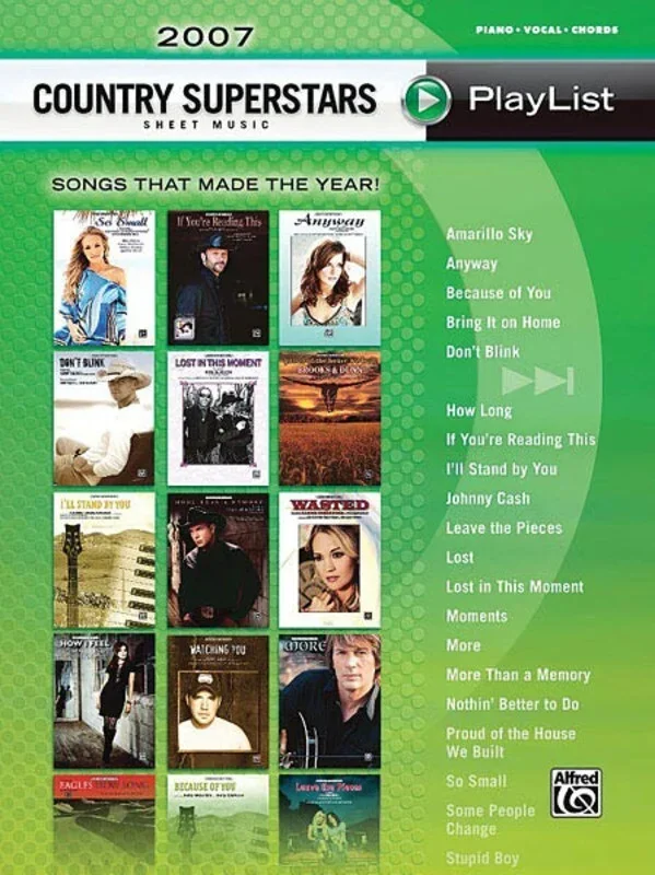2007 Country Superstars Sheet Music Playlist PVG (Softcover Book)