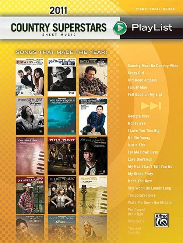 2011 Country Superstars Sheet Music Playlist PVG (Softcover Book)