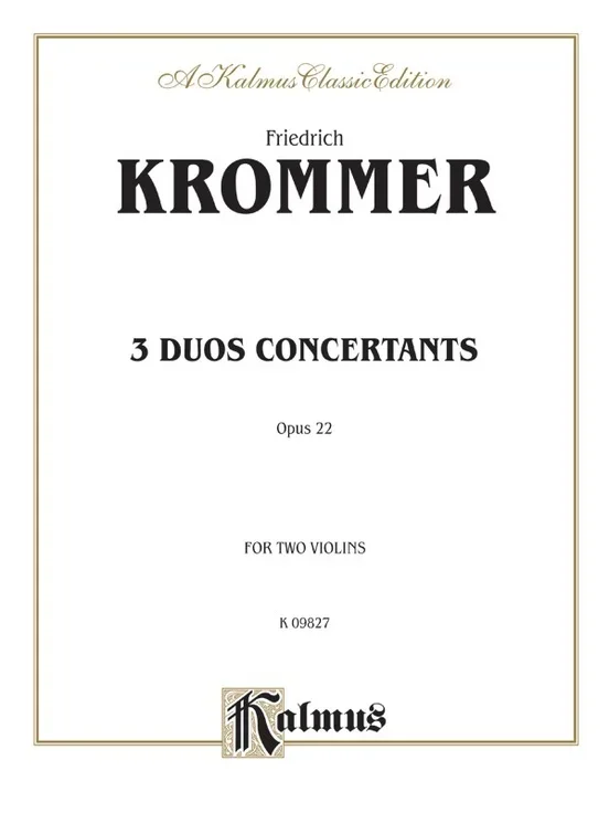 3 Duos Conc Op 22 For 2 Violin