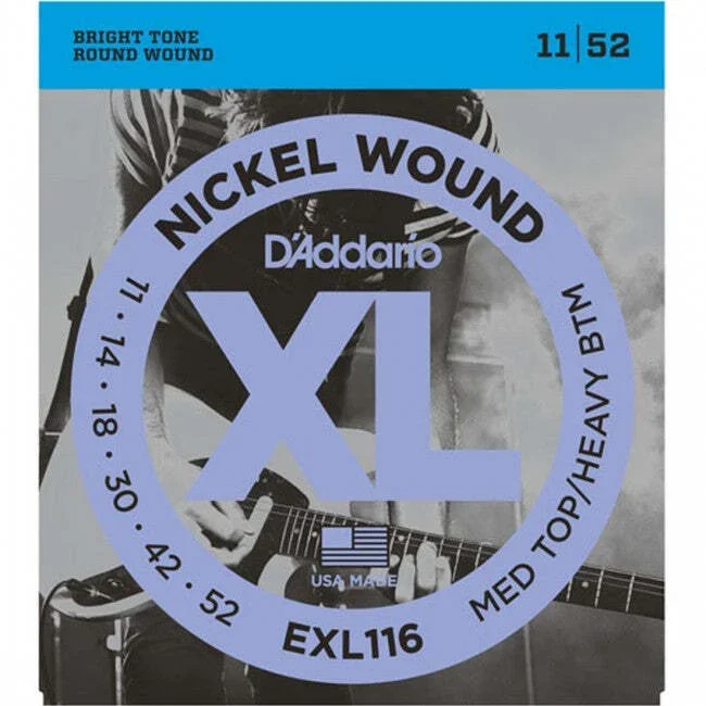 3 Pack of D’Addario EXL116 Electric Guitar Strings XL Nickel Wound 11-52 Medium Top/Heavy Bottom