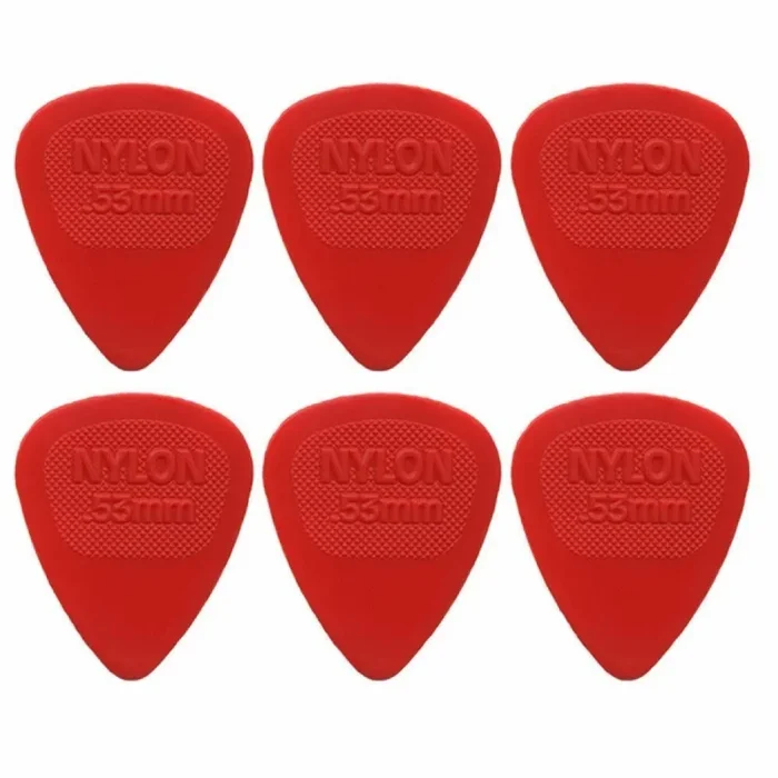 6 x Dunlop Midi Standard .53MM Gauge Guitar Picks, Red