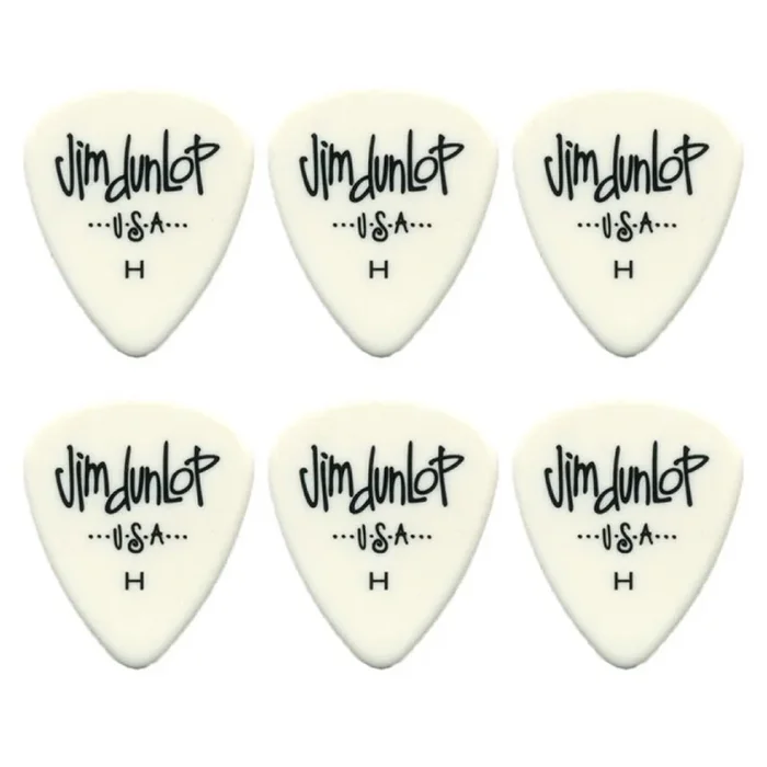 6 x Jim Dunlop Poly Heavy Guitar Picks White 479RHV