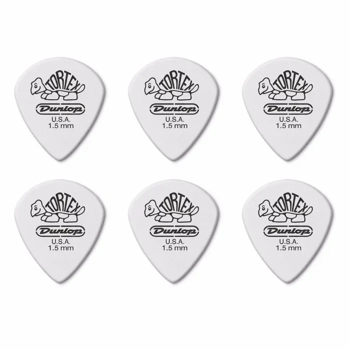 6 x Jim Dunlop Tortex Jazz 3 White 1.50mm Guitar Picks III 478R