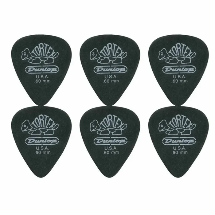 6 x Jim Dunlop Tortex Pitch Black .60MM Guitar Picks 488R Free Shipping