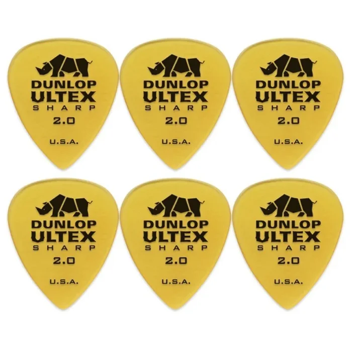 6 x Jim Dunlop Ultex Sharp 2.00MM Gauge Guitar Picks 433R Plectrums, Pack