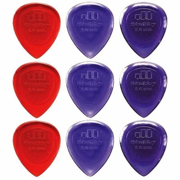 9 x Jim Dunlop Stubby Guitar Picks Mixed 1mm, 2mm & 3mm Jazz Made in USA