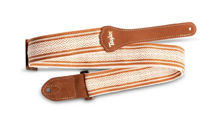 Academy Strap,Wht/Brn,Jacquard Cotton,2″ Amber Buckle