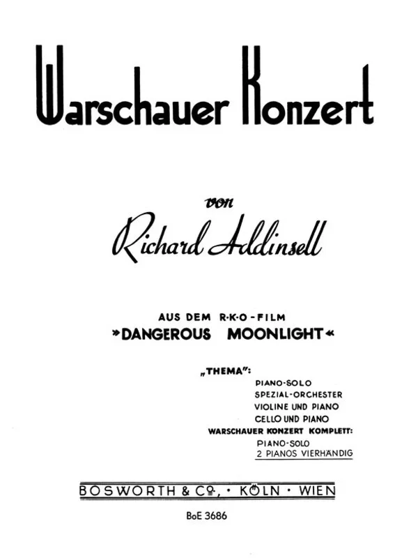Addinsell – Warsaw Concerto For 2 Pianos 4 Hands (Softcover Book)