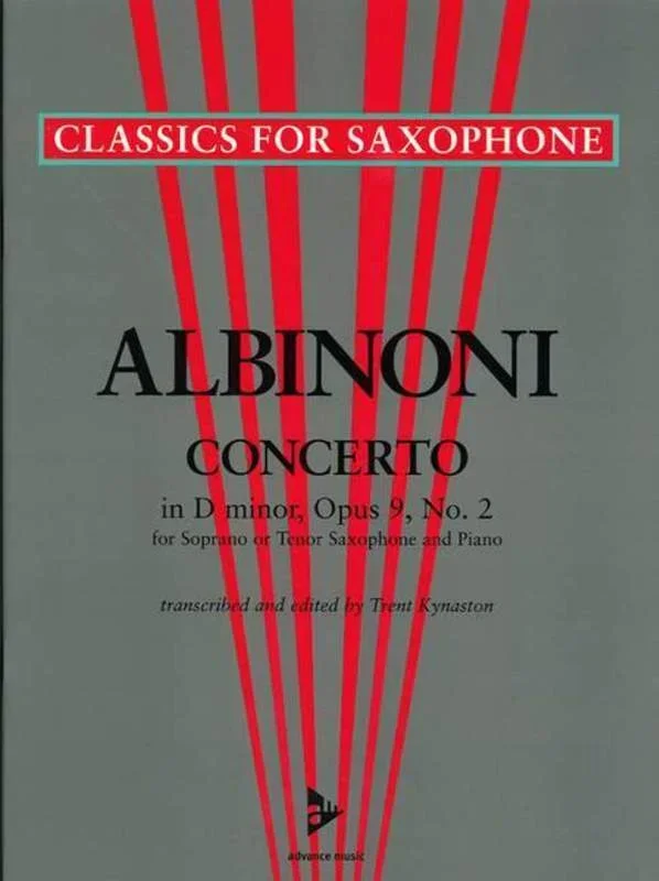 Albinoni – Concerto D Min Op 9 No 2 Sop Or Tenor Saxophone/Piano (Softcover Book)