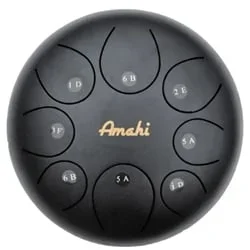 Amahi 10″ Steel Tongue Drum in D Major Pentatonic with Bag – Black