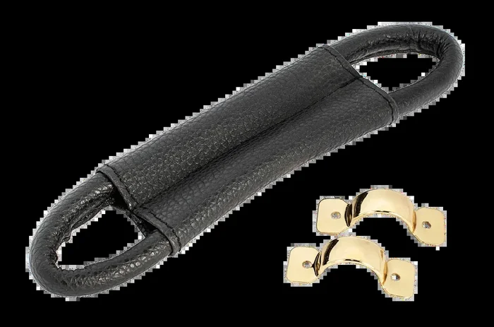AMS Deluxe Case Handle with Faux Leather Grip and Gold Brackets