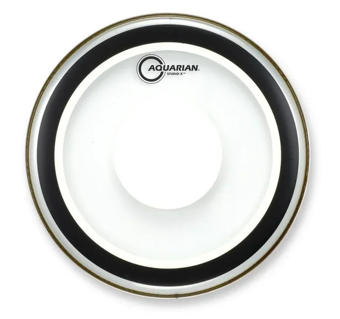 Aquarian 10″ Studio-X Clear 10mil Single Ply Drumhead with X Ring and Power Dot