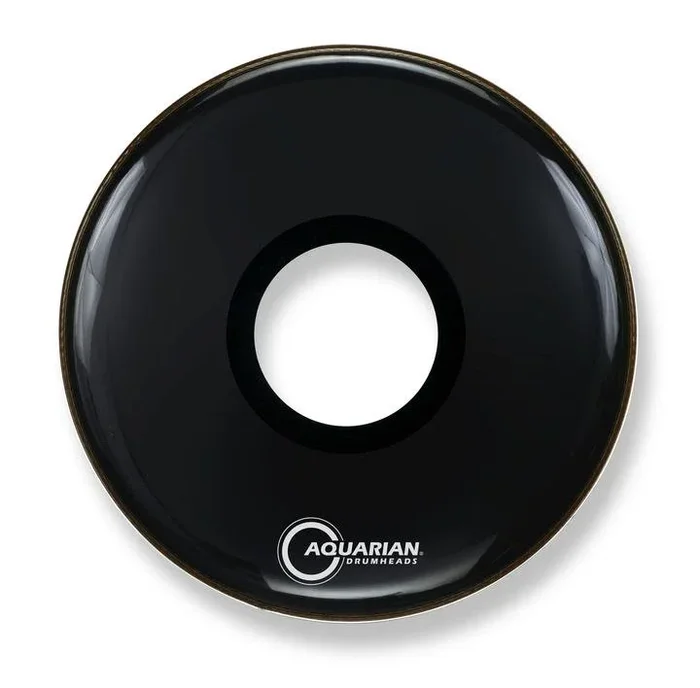 Aquarian 18″ Resonant Black 10mil Single Ply Bass Drumhead w/ 7″ Center Port