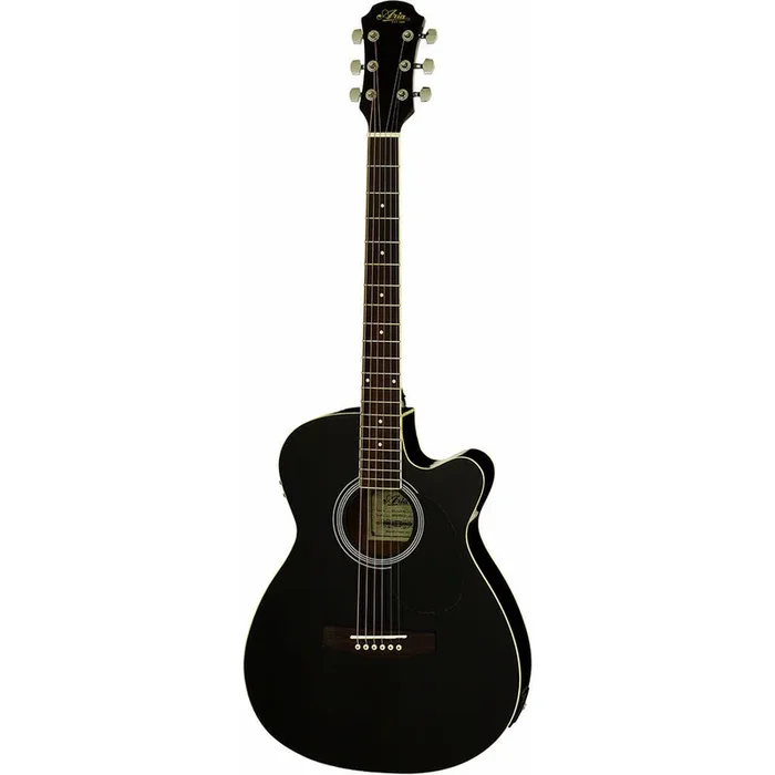 Aria AFN-15CE Prodigy Series AC/EL Folk Body Guitar with Cutaway, Black Gloss