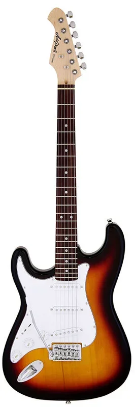 Aria STG-003 Left Handed Electric Guitar 3-Tone Sunburst, Basswood Body, Maple Neck, Rosewood Fingerboard, Aria OS-1 Pickups