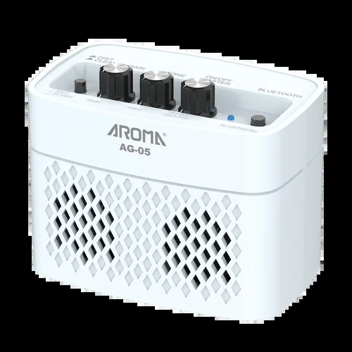 Aroma AG05WH 5W Portable Rechargeable Electric Guitar Amplifier – White
