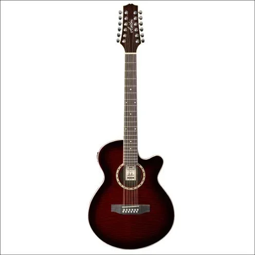 Ashton ACOUSTIC/ELECTRIC Guitar 12 String W/C-Ay Wine Red Sun