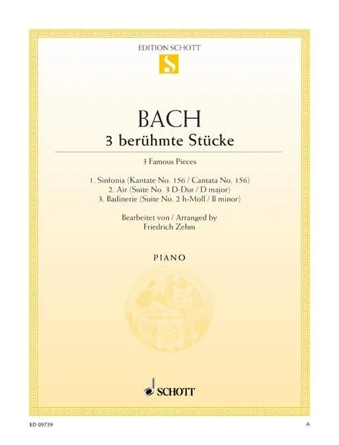 Bach: 3 Famous Pieces (arr. for piano)