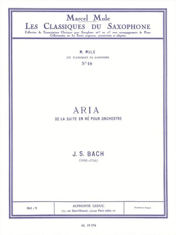 Bach – Aria From Suite In D Alto Sax/Piano (Softcover Book)