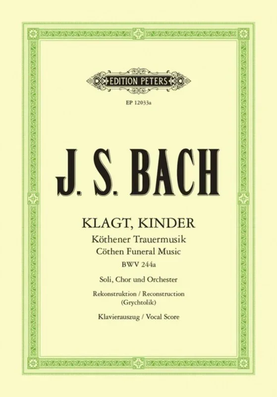 Bach – Klagt Kinder Bwv 244A Vocal Score (Softcover Book)