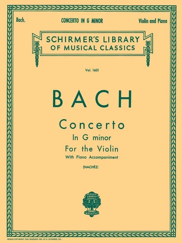 Bach Concerto G Minor Lib.1601 Violin/Piano