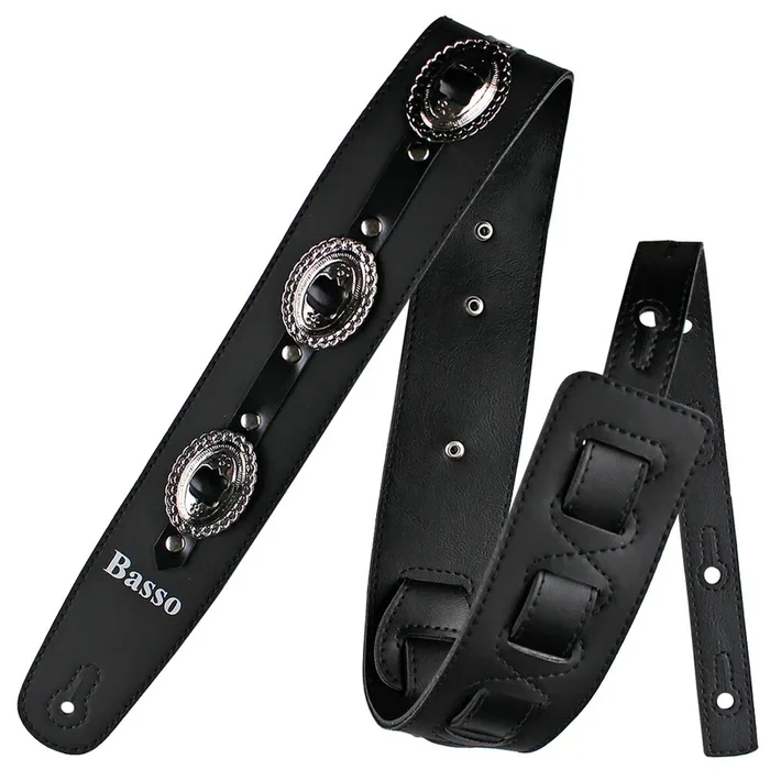 Basso Guitar Strap – Wanted! Country Vegan – Black VT CT 01 – Adjustable 92-145 cm, 6 cm Width, 100% Vegan, Recyclable, Handmade in Brazil