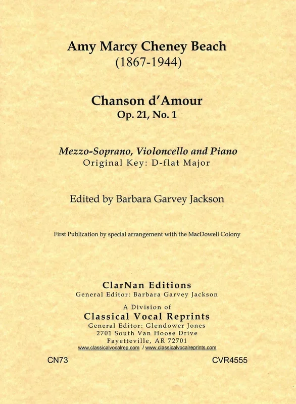 Beach: Chanson d’amour, Op. 21, No. 1