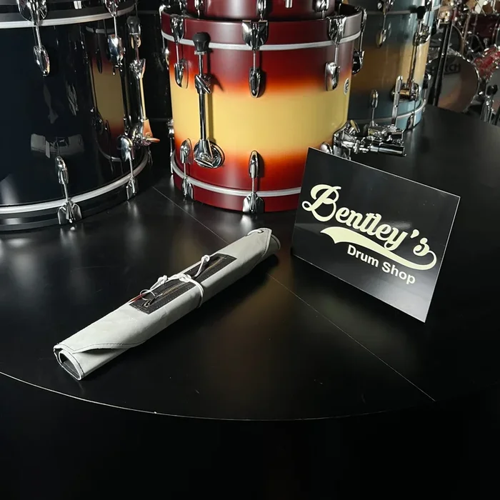 Bentley’s Drum Shop Handmade Leather Stick Bag in White w/White Strap