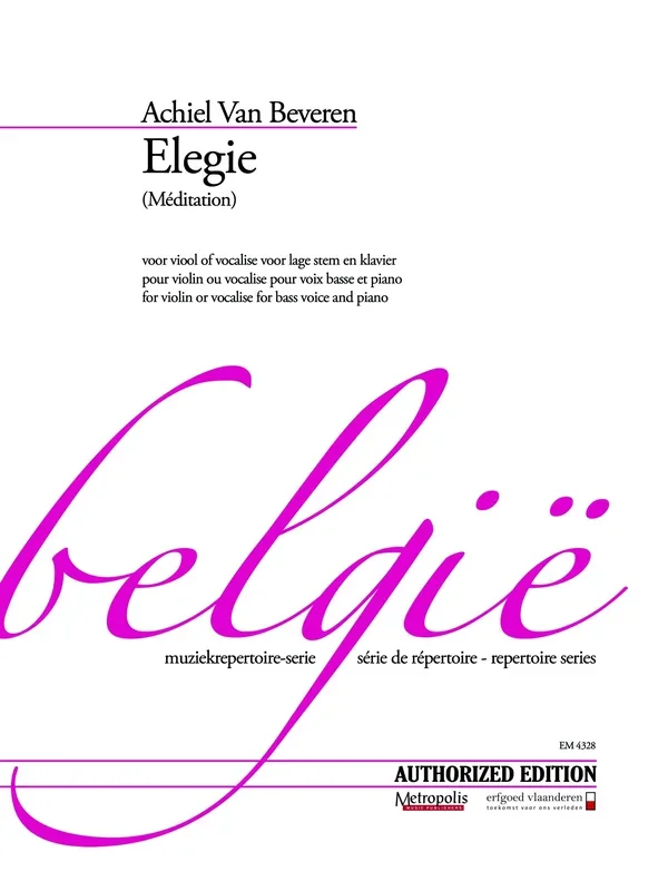 Beveren: Elegie (Méditation) for Bass Voice or Violin & Piano