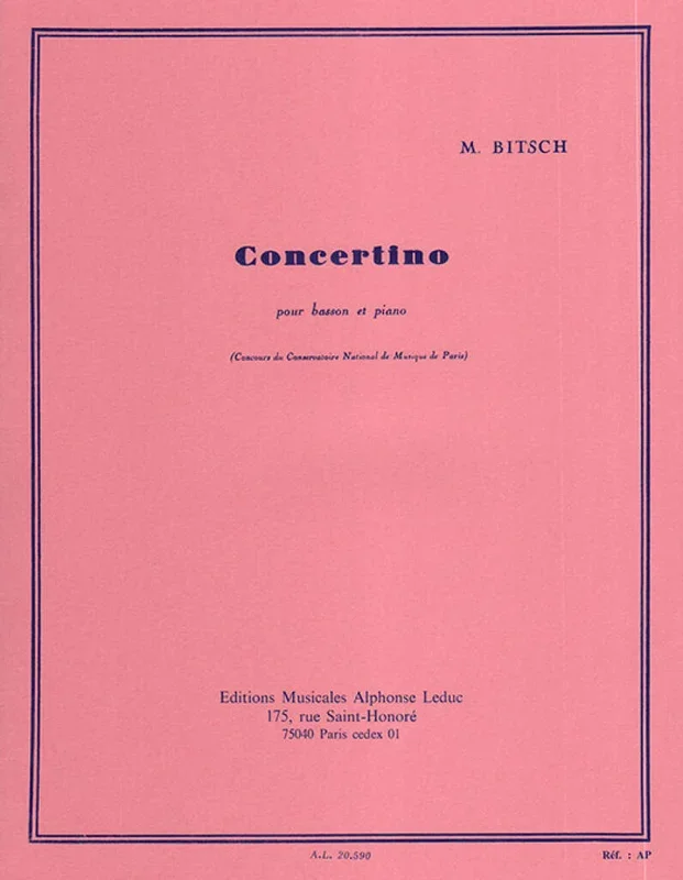 Bitsch: Concertino for Basson and Piano