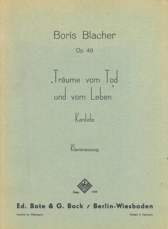 Blacher: Träume Vom Tod and Vom Leben, Op. 49