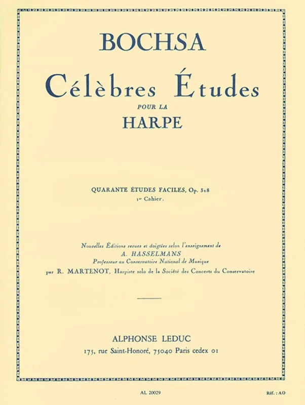 Bochsa: Celebrated Studies for Harp, Op. 318 – Volume 1