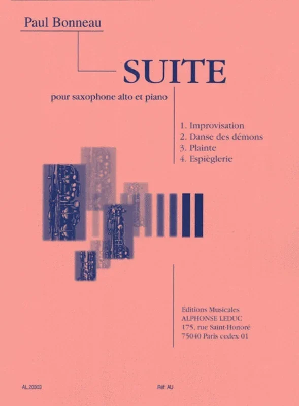 Bonneau – Suite For Alto Sax/Piano (Softcover Book)