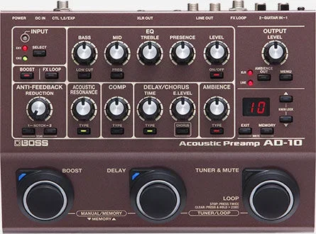 BOSS AD-10 Acoustic Preamp – Advanced Sound Tools for Natural Acoustic Tone
