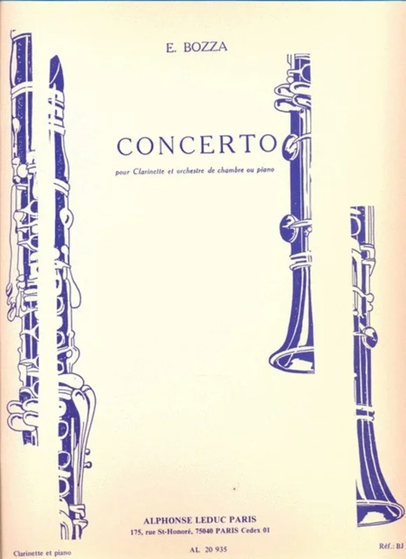Bozza – Concerto For Clarinet/Piano (Softcover Book)