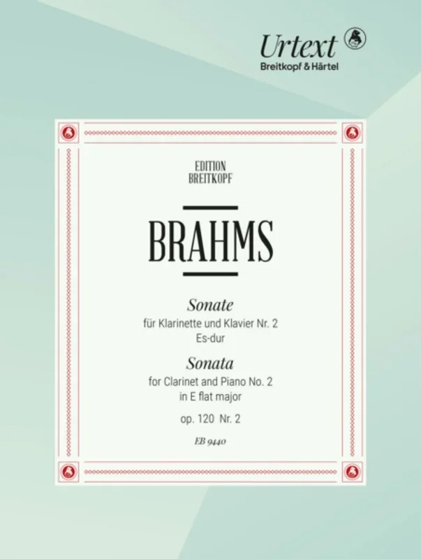Brahms – Sonata E Flat Major Op 120 No 2 Clarinet/Piano Softcover Book (Clarinet)