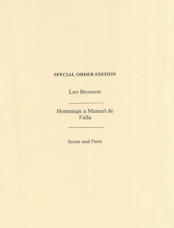 Brouwer: Homenaje a Manuel de Falla