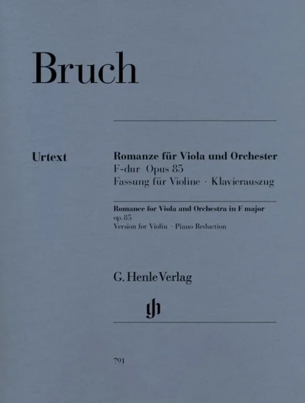 Bruch: Romance for Viola F Major Op 85 for Violin & Piano