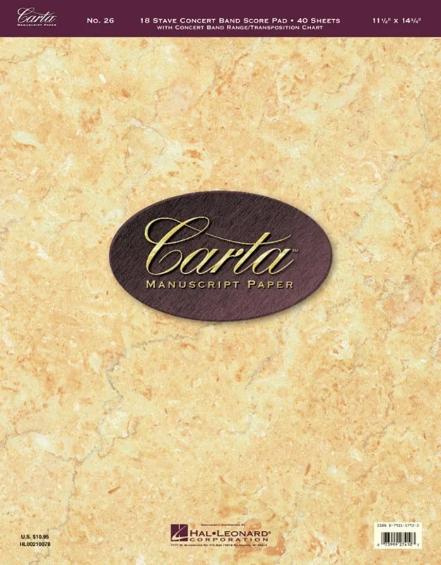 Carta Manuscript 40Shts 18St Concert Band Sc/Pad (Softcover Book)