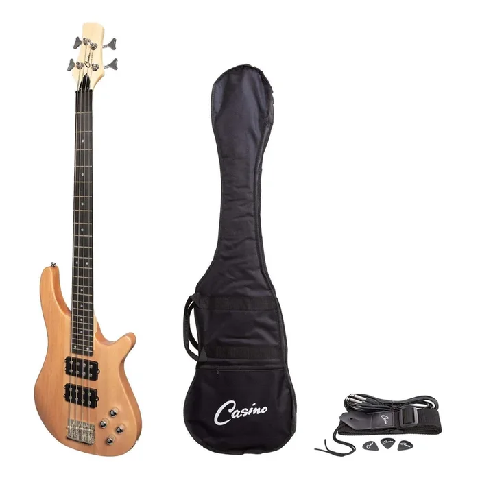 Casino ’24 Series’ Mahogany Tune-Style Electric Bass Guitar Set (Natural Satin)