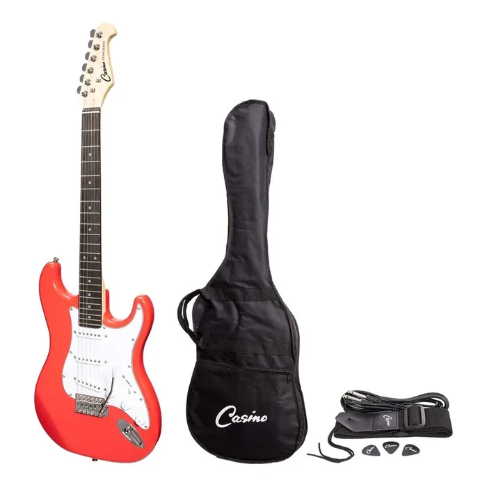 Casino ST-Style Electric Guitar Set (Hot Lips Pink)