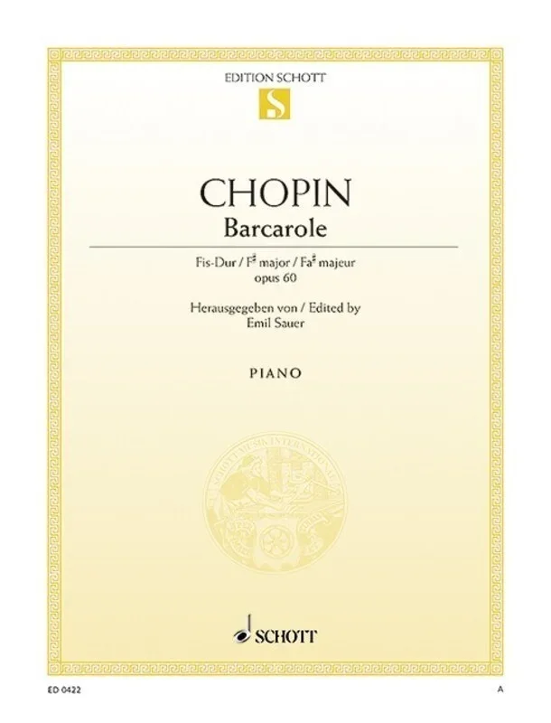Chopin – Barcarolle F Sharp Major Op 60 Piano (Softcover Book)