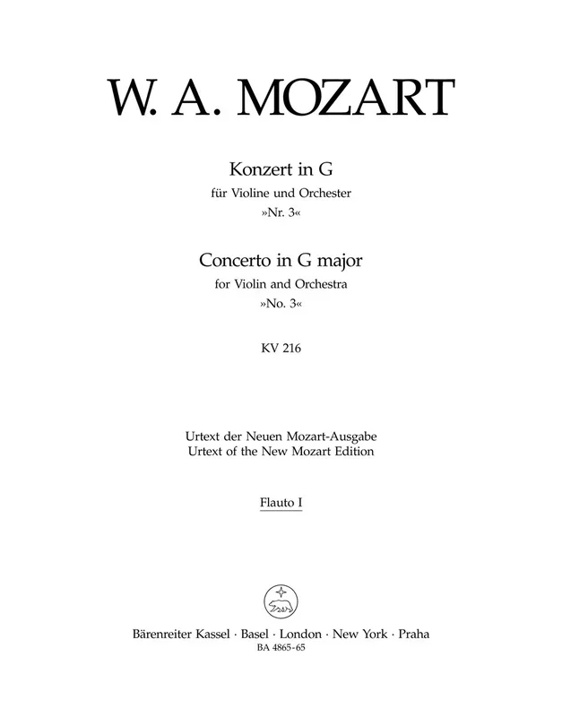 Concerto For Violin And Orchestra No. 3 In G Major K. 216