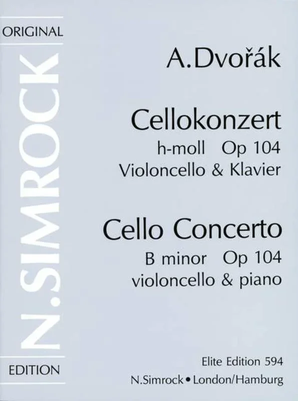 Concerto In B Minor Op 104 Vc/Piano Book