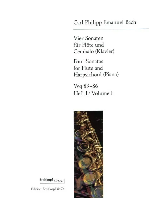 Cpe Bach – 4 Sonatas Vol 1 Wq 83 Wq 84 Flute/Piano (Softcover Book)