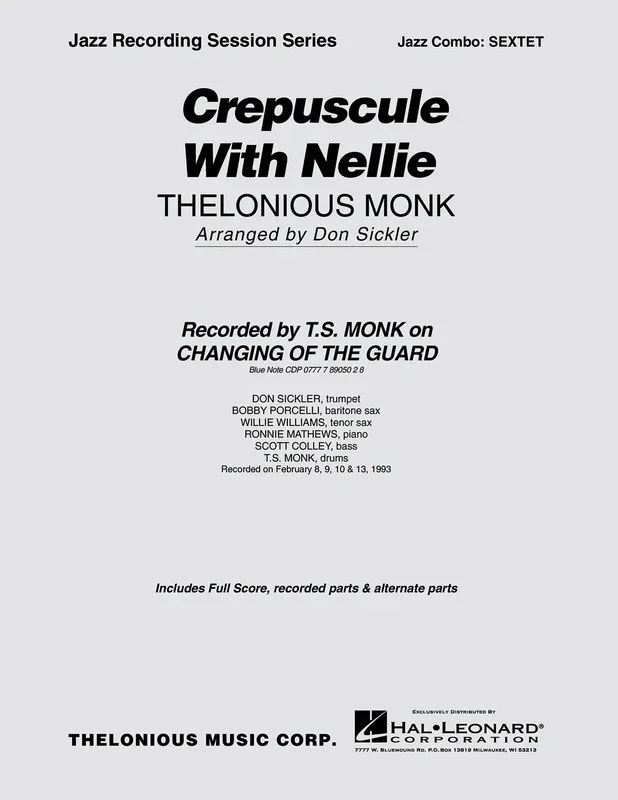 Crepuscule With Nellie 3 Horns/Rhythm Section (Music Score/Parts)